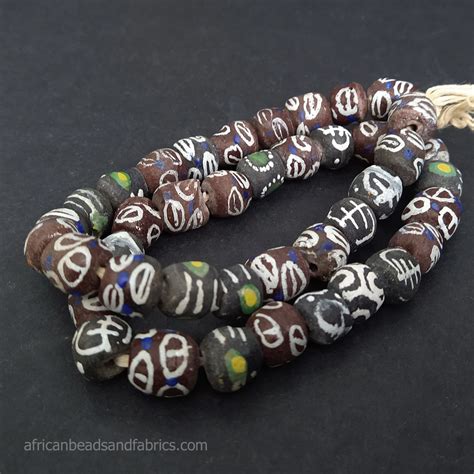 Round African Beads Handmade Mm Opaque Mixed Brown Black African