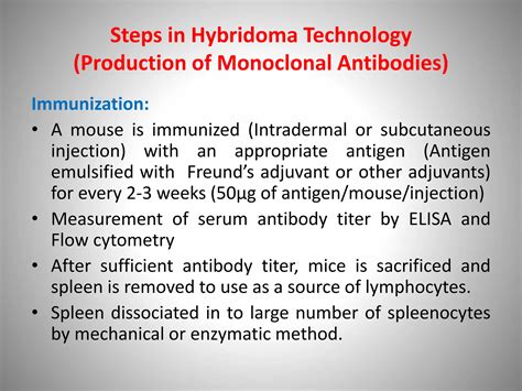 production  monoclonal antibodies  hybridoma technologypptx