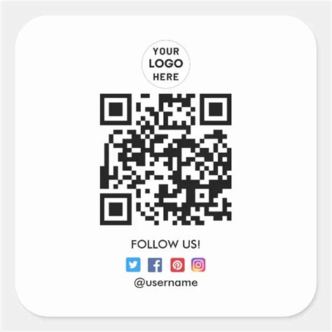 Create Your Own Business Social Media Qr Code Square Sticker Zazzle