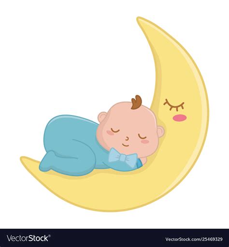 Baby sleeping on moon Royalty Free Vector Image