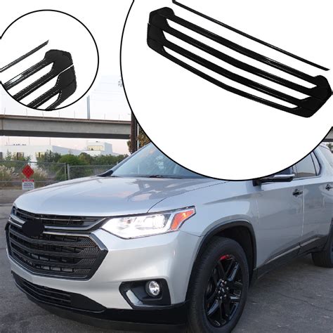 Ninte Grille Cover For Chevrolet Traverse 2018 2021 Front Overlay Gloss Black