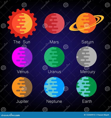 Sistema Colorido Del Icono Del Vector De Los Planetas De La Sistema