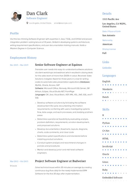 Software Engineer Resume Writing Guide 12 Samples PDF 2019