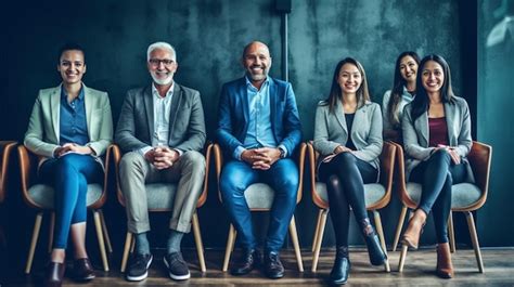 Premium Photo Smiling Business People Waiting For Job Interview Group