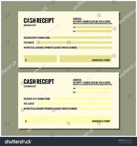 Cash Receipt Design Template เวกเตอร์สต็อก ปลอดค่าลิขสิทธิ์ 392873323 Shutterstock