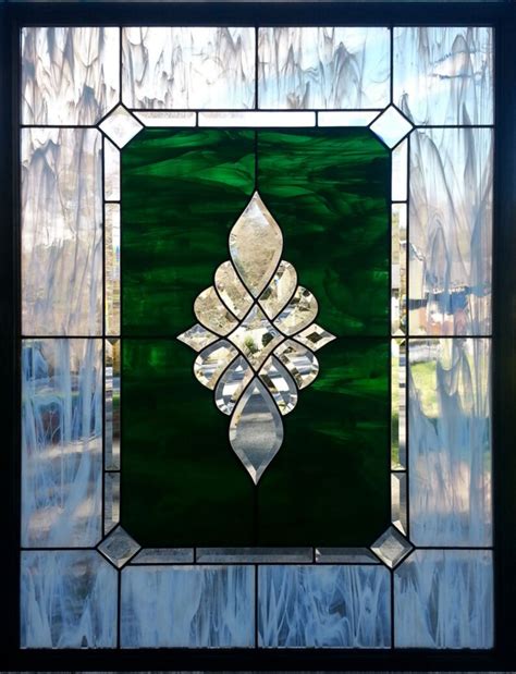 Emerald Green Stained Glass With Bevels Etsy