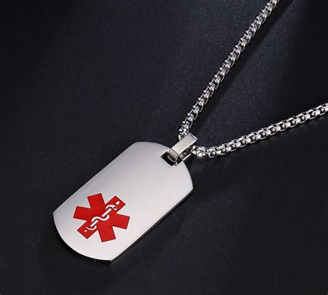 Custom Medical Id Necklace Personalized Engraved Medical Etsy