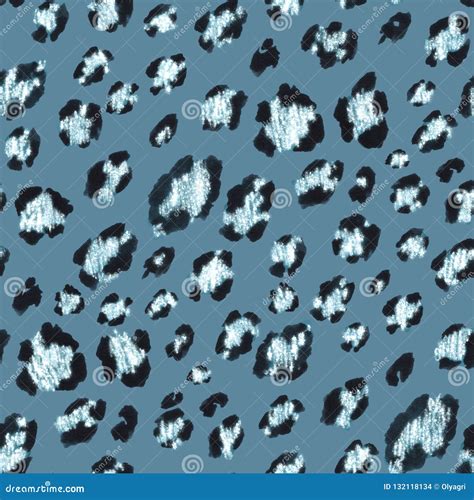 Seamless Blue Glitter Leopard Pattern Stock Illustration Illustration