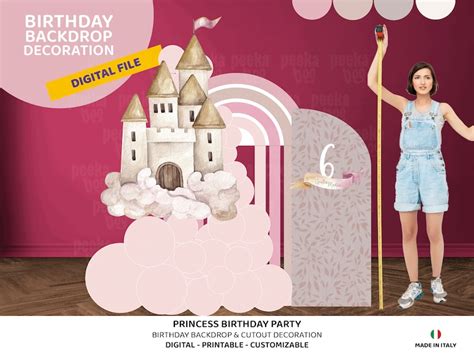 Printable Princess Party Backdrop Princess Party Cutout Girl Birthday Backdrop Princess Birthday ...