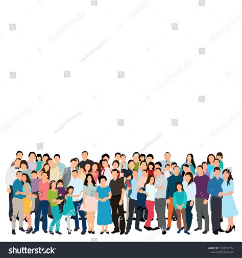 Vector Isolated Silhouette Crowd People Group Stock Vector (Royalty ...