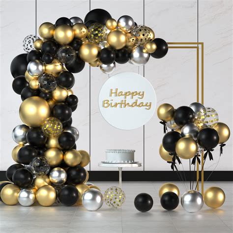 Buy Black Gold Silver Balloons Garland Kit Pack Different Sizes