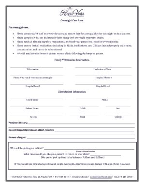 Fillable Online Overnight Care Form Fax Email Print Pdffiller