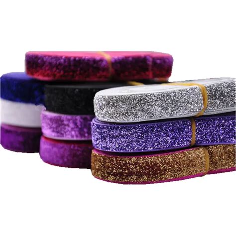 37colors Glitter Elastic Fold Over Elastic Shiny Rainbow Foe For Diy Apparel Wedding Party T