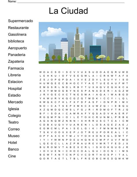 La Ciudad Word Search Wordmint