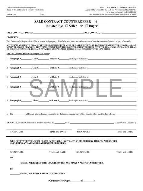 Counteroffer Form 2164 Fill Online Printable Fillable Blank