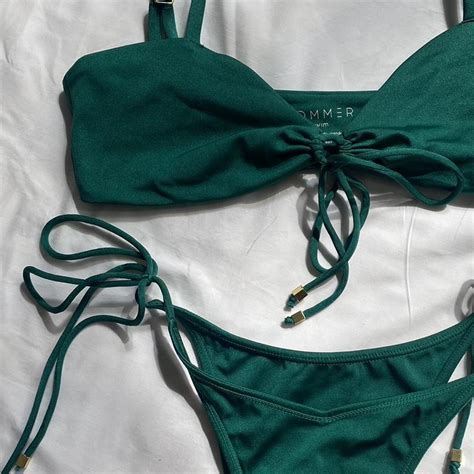 Sommer Swim Emerald Bikini Set Top Bottom Top Depop