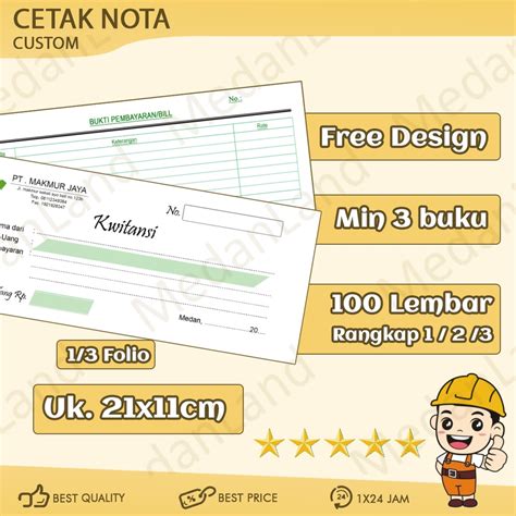 Jual Bisa Satuan Cetak Bon Folio Nota Faktur Kwitansi Satuan