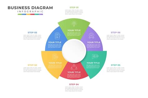 인포그래픽 ⁇ 터 파이 다이어그램 사이클 다이어그램 그래프 프레젠테이션 다이어그램 6단계 비즈니스 개념 프리미엄 벡터