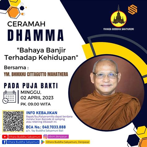 CERAMAH DHAMMA BERSAMA YM CITTAGUTTO MAHATHERA Vihara Buddha