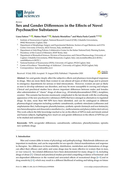 Pdf Sex And Gender Differences In The Effects Of Novel Psychoactive