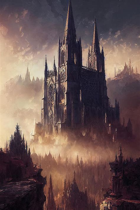 Gothic Cathedral Among The Mountains Painting By Am Fineartprints