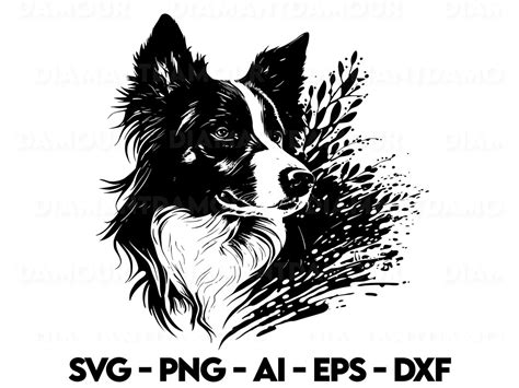 Cute Border Collie Svg Dog Svg File For Cricut Face Head Etsy