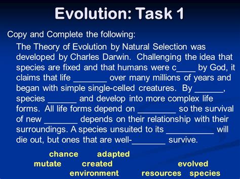 The Theory Of Evolution By Natural Selection The Theory Of Evolution By