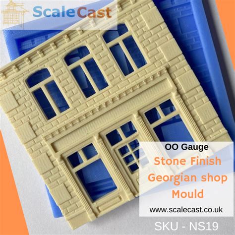 OO Gauge Model Railway Full Georgian Shop Front With Stone Finish