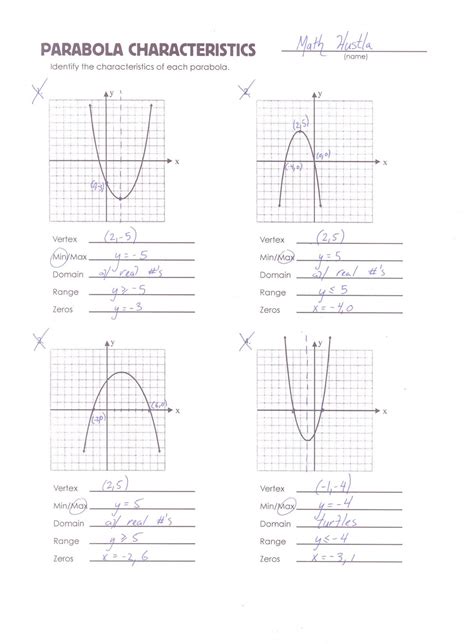 Graphing Quadratics Review Worksheet Quadraticworksheet