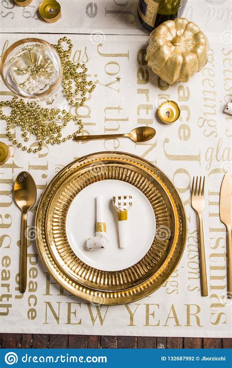 New year table setting stock photo. Image of exclusive - 132687992