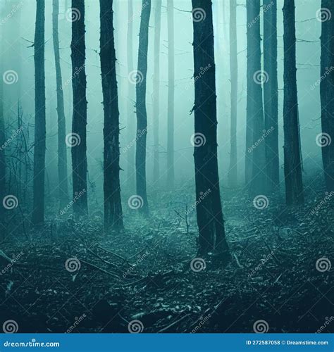 Gloomy Spooky Foggy Dark Forest Landscape Surreal Mysterious Horror