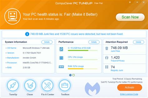 Removal Instructions For CompuClever PC TuneUp Malware Removal Self