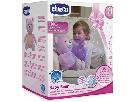 Chicco First Dreams Baby Bear Pink Musical Night Light Plush Teddy Toy