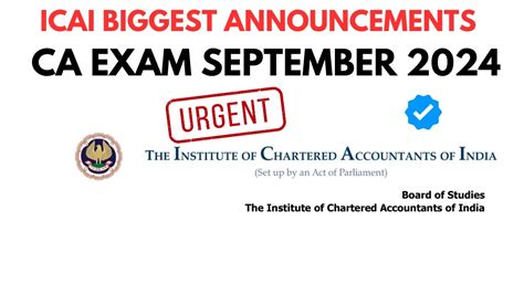 Urgent Announcement By Icai Ca Exam September Very Important