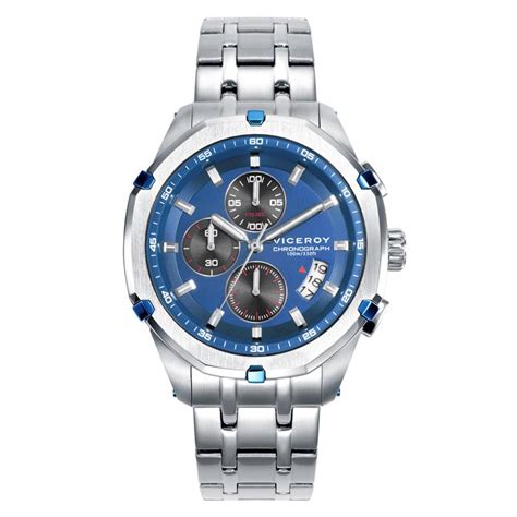 Reloj Viceroy Magnum Hombre Plateado Y Azul Cron Grafo