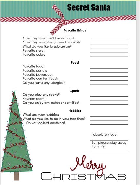 7 Secret Santa Wishlist Form Word Doc Pdf Secret Santa Secret