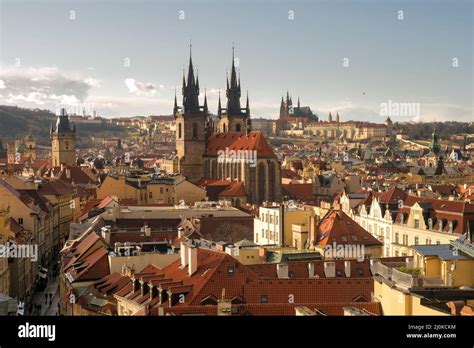 Prague Old Town View Featuring Church Of Our Lady Before T N Stock