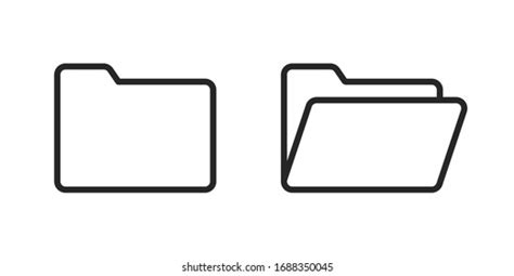 Open Closed Folders Outline Icon Set Stock Vector Royalty Free