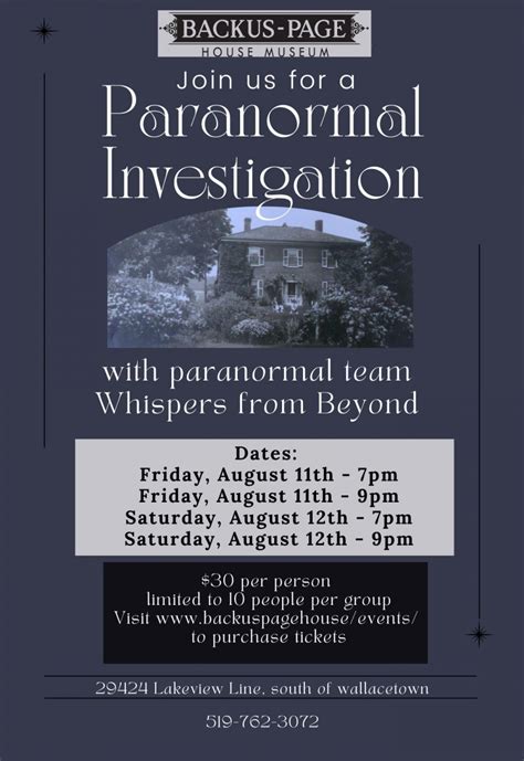 Paranormal Investigation at Backus-Page House Museum | Elgin Tourism