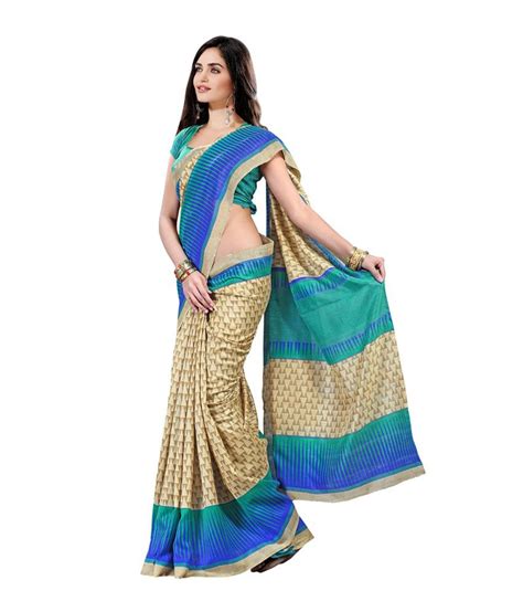 Anwesha Sarees Beige Bhagalpuri Silk Saree Buy Anwesha Sarees Beige