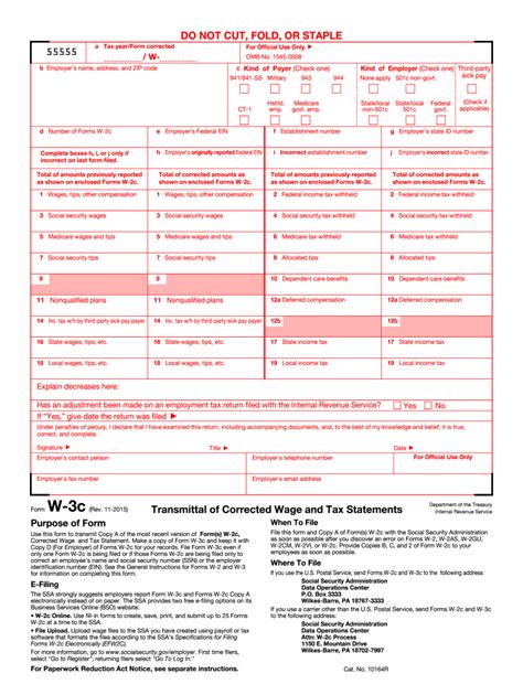 2015 Form Irs W 3c Fill Online Printable Fillable Blank Pdffiller