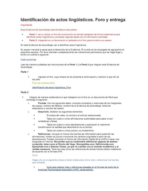 Tarea Lecture Notes Identificaci N De Actos Ling Sticos Foro