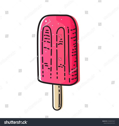 Strawberry Ice Cream Stick Isolated On Stock Vector Royalty Free