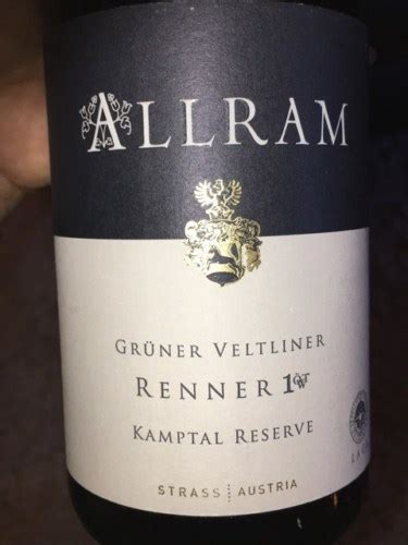 Allram Gr Ner Veltliner Reserve Renner Erste Tw Lage Vivino United