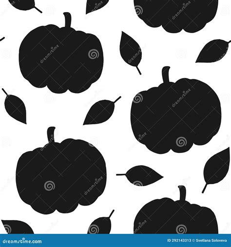 Vector Seamless Pattern Of Pumpkin And Leaves Stock Illustration