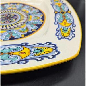 Ceramica Nova DERUTA Square Plate Platter Itay Handpainted Blue Yellow