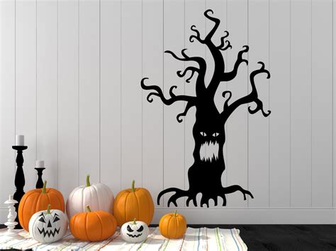 Halloween Decal Halloween Wall Decal Spooky Tree Decal Tree | Etsy