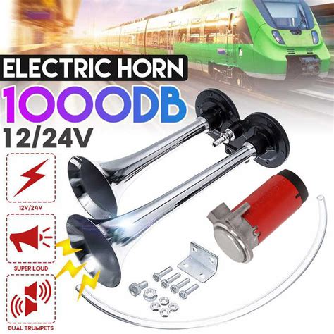 1000Db Dual Electric Horn 12V 24V Super Loud Dual Tone Car Air Horn Set