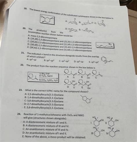 Solved 19 The Lowest Energy Conformation Of The Substituted Chegg