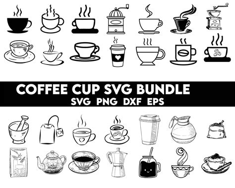 Coffee Cup Svg Bundle Coffee Cup Clipart Bundle Coffee Cup Etsy